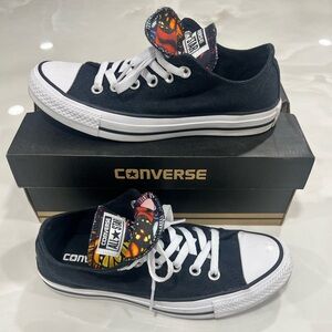 Converse All Star Double Tongue Butterfly Sneakers Black White Women's Size 7